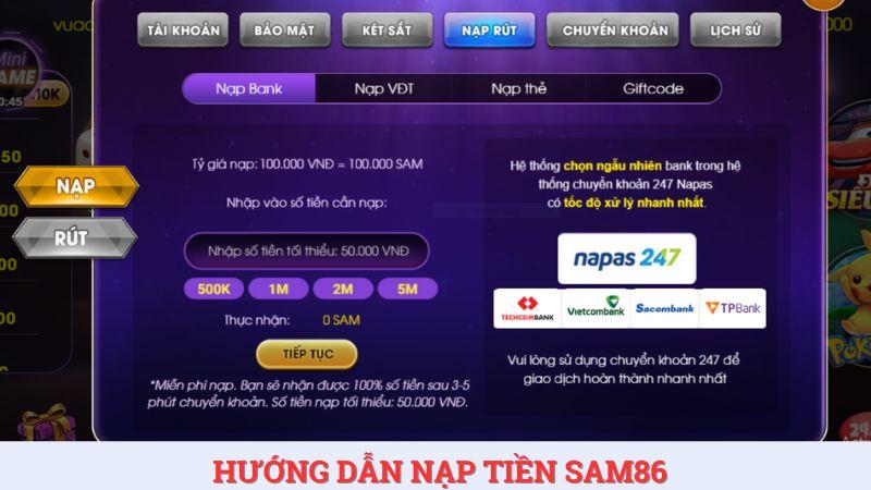 Thành viên có thể nạp tiền vào tài khoản nhanh chóng với hướng dẫn chi tiết của cổng game.