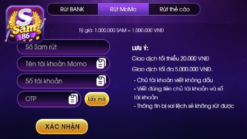 Bạn có thể chọn rút tiền qua Momo